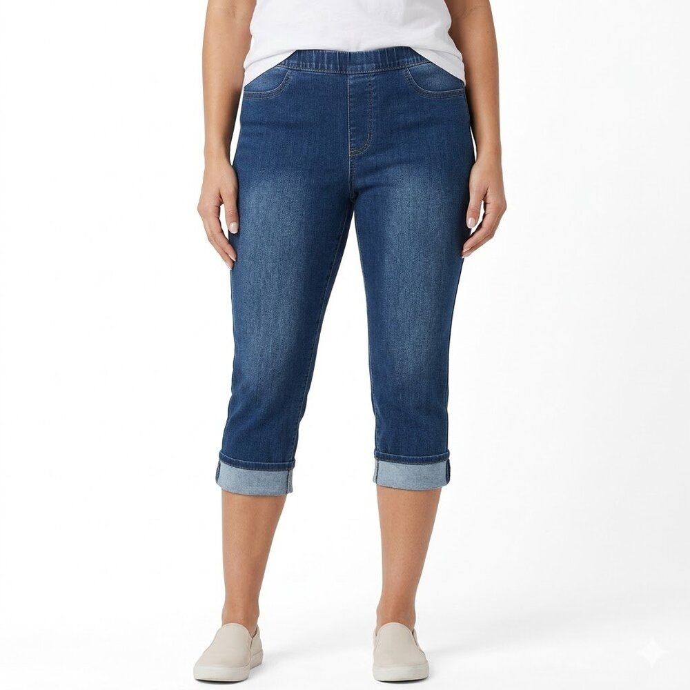 Just Be... Coastal Grandma Relaxed Mid-Rise Denim Capri Jeans 1X